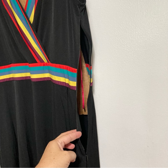 RAINBOW Knit Dress Black Multicolor Stripe Sleeveless by Catherine Malandrino XL - Picture 9 of 15